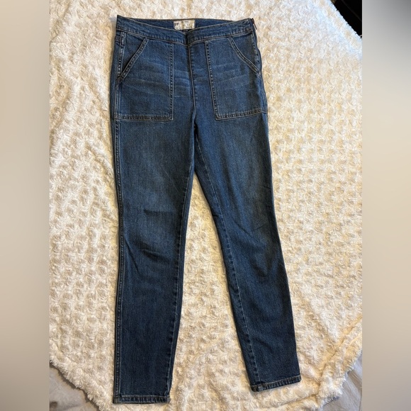 Free People Denim - Free People High Rise Medium Wash Side Zip Denim Jeans Size 27 Boho Vtg Look